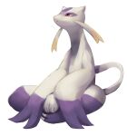  ambiguous_gender anthro biped crossed_legs generation_5_pokemon hi_res jackieshounen looking_up mienshao nintendo pokemon pokemon_(species) purple_body red_eyes simple_background sitting solo white_background white_body 