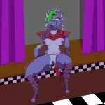  absurd_res anthro blush body_blush canid canine canis female five_nights_at_freddy&#039;s five_nights_at_freddy&#039;s:_security_breach fur genitals green_hair grey_body grey_fur grey_hair hair hi_res humanoid mammal napster_wolf nipple_blush nipples purple_body purple_fur purple_nipples purple_pussy pussy pussy_blush roxanne_wolf_(fnaf) scottgames solo steel_wool_studios wolf yellow_eyes 
