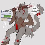  anthro anthrofied claws creatures_of_sonaria fan_character fur genitals heisoteri hi_res long_tail male markings meme pawpads penis red_claws red_markings red_penis roblox simple_background solo tail white_background white_body white_fur zombhound69 