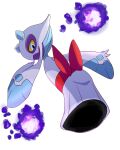  blue_eyes female floating froslass generation_4_pokemon hi_res hikyou_takarasou horn humanoid ice_horn looking_at_viewer looking_back looking_back_at_viewer nintendo pokemon pokemon_(species) purple_body rear_view simple_background solo white_background white_body yellow_sclera 