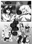  anthro artemis_(nimzy) breasts cleavage clothed clothing comic cricetid dialogue english_text felid female hair hamster hi_res holding_microphone holding_object hybrid liger male mammal microphone monochrome nimzy noms_(nimzy) pantherine rodent text tobi_(nimzy) url 