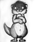  absurd_res anthro chest_tuft circle_glasses facial_piercing hi_res male mammal monochrome mustelid navel nose_piercing nose_ring otter piercing ring_piercing solo surette_(artist) surette_(character) tuft 