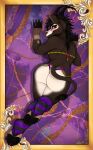  &lt;3 absurd_res antelope anthro bovid breasts clothing female gold goth hi_res hooves horn humanoid invalid_tag legwear lingerie makeeda mammal pin_(disambiguation) pinup pose purple sable_(disambiguation) solo stockings thehuntingwolf thong underwear up 