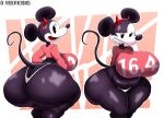  anthro big_breasts big_butt black_eyes breasts butt clothing cosplay disney female hi_res horn huge_breasts huge_butt mammal minnie_mouse mouse murid murine rodent shirt solo tail thedeathcrow05 thick_thighs thong topwear underwear 