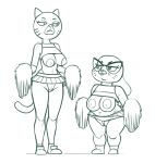  2023 alternate_costume anthro areola belly bent_arm big_areola big_breasts big_ears big_glasses big_pupils biped bottomwear breasts cartoon_network cheerleader cheerleader_outfit closed_frown clothed clothing countershade_face countershading crop_top curved_eyebrows digital_drawing_(artwork) digital_media_(artwork) domestic_cat duo elderly_anthro elderly_female eyebrows eyelashes eyelids eyewear felid feline felis female floppy_ears footwear front_view frown full-length_portrait genitals glasses grumpy hi_res ineffective_clothing joanna_watterson lagomorph larger_female leporid looking_at_another looking_down looking_down_at_another looking_up mammal markings mary_senicourt mature_anthro mature_female miniskirt monochrome mouth_closed narrowed_eyes navel nipples no_irises overweight overweight_anthro overweight_female partially_clothed partially_clothed_anthro partially_clothed_female pom_poms portrait prick_ears pupils pussy pussy_floss rabbit redout scut_tail shirt shoes short_stack short_tail size_difference skirt smaller_female standing tail tail_size_difference the_amazing_world_of_gumball thick_thighs thong topwear underwear whisker_markings wide_hips 