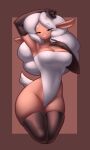 2023 absurd_res anthro armwear big_breasts bovid breasts caprine clothing curvy_figure digital_media_(artwork) domestic_sheep droopy_(series) elbow_gloves female fur gloves handwear hi_res leggy_lamb leotard looking_at_viewer mammal metro-goldwyn-mayer sanfingulipunrapin sheep sheep_wrecked solo thick_thighs voluptuous voluptuous_female wide_hips wool_(fur) 