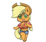  alpha_channel animated anthro applejack_(mlp) blonde_hair bottomwear chibi clothed clothing digital_media_(artwork) earth_pony equid equine female friendship_is_magic fur green_eyes hair hasbro hat headgear headwear hoof_hands hooves horse mammal mio_honda_step mranthony2 my_little_pony pony short_playtime simple_background solo transparent_background 