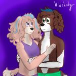  1:1 absurd_res anthro canid canine canis clothed clothing cockapoo coral_(paw_patrol) domestic_dog duo embrace female hi_res hug male mammal mixed_breed moby_(paw_patrol) mobywidebody paw_patrol portuguese_water_dog smile 