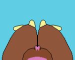  anthro big_pussy brown_body brown_fur bunnywons digital_media_(artwork) female first_person_view fur generation_4_pokemon genitals hi_res hyper hyper_genitalia hyper_pussy lagomorph lopunny mammal nintendo nude pink_nose pixel_(artwork) pokemon pokemon_(species) pussy simple_background solo 