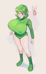  aged_up bad_link blue_eyes breasts brellom green_hair highres huge_breasts large_breasts pointy_ears saria_(zelda) short_hair the_legend_of_zelda the_legend_of_zelda:_ocarina_of_time 