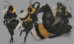  2023 4_arms absurd_res antennae_(anatomy) anthro areola arthropod arthropod_abdomen bee big_breasts big_butt biped black_areola black_body black_fur black_nipples black_pussy bodily_fluids breasts bumble_bee_(species) butt crown digital_media_(artwork) female fur genital_fluids genitals grey_background headgear hi_res hymenopteran insect looking_at_viewer lvlirror lying multi_arm multi_limb navel nipple_piercing nipple_ring nipples on_side piercing pussy pussy_juice ring_piercing simple_background solo spread_pussy spreading white_body white_fur wide_hips yellow_body yellow_fur 