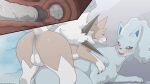  absurd_res alolan_form alolan_ninetales anthro anus balls bodily_fluids butt canid canine claws cum digital_media_(artwork) duo erection female female_penetrated feral fur generation_7_pokemon genital_fluids genitals hi_res humanoid_genitalia humanoid_penis lycanroc male male/female male_penetrating male_penetrating_female mammal midday_lycanroc multi_tail nintendo open_mouth penetration penis pokemon pokemon_(species) regional_form_(pokemon) sex smile tail tongue vaginal vein veiny_penis white_body white_fur winick-lim 