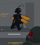  absurd_res animal_humanoid antena arthropod arthropod_humanoid breasts cazador_(fallout) deltatel female hi_res humanoid insect_wings male solo the_courier_(fallout) wings 