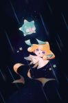  :d eye_contact happy highres jirachi looking_at_another minior night no_humans open_mouth outdoors pokemon pokemon_(creature) signature sky smile star_(symbol) zzzpani 