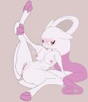  &lt;3 anthro anus blush breasts butt digital_media_(artwork) female generation_1_pokemon genitals hi_res holding_leg legendary_pokemon looking_away lying mammal mega_evolution mega_mewtwo mega_mewtwo_y mewtwo nintendo nude on_back pokemon pokemon_(species) presenting presenting_pussy pussy raised_leg red_eyes simple_background solo tcg_(artist) 