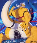  absurd_res anthro anus bandai_namco butt_slap canid canine canis digimon digimon_(species) dragon feet fighting_ring flexing genitals hi_res hyper male mammal muscular muscular_anthro muscular_male penis public puffy_anus sitting_on_another size_difference slap spread_anus spreading veegrowmon vein veiny_penis voidlesky voidlesky_(character) wolf wrestling 