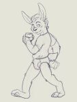  anthro barefoot beverage beverage_can black_and_white blush briefs bulge clothing druidyordle feet hi_res holding_beverage holding_object male monochrome off-white shirt sketch t-shirt tighty_whities topwear underwear white_briefs white_clothing white_underwear 