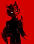  animal_humanoid boyfriend_to_death canid canid_humanoid canine canine_humanoid clothing evil_grin fluffy fluffy_tail fox_humanoid gatobob hi_res humanoid looking_at_viewer male mammal mammal_humanoid notched_ear ren_hana restricted_palette scar smile solo tail topwear 