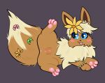  blue_eyes brown_body brown_fur catboyjail eevee female feral fur generation_1_pokemon genitals hi_res nintendo pawpads pink_pawpads pokemon pokemon_(species) presenting presenting_pussy pussy solo 