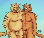  anthro balls chance_furlong chubby_male domestic_cat duo embarrassed embarrassed_nude_male erection felid feline felis genitals hanna-barbera humanoid_genitalia humanoid_penis humiliation jake_clawson male male/male mammal nipples open_mouth penis pubes small_penis stripes swat_kats syaokitty tail teeth 