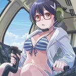  ayane_(blue_archive) ayane_(swimsuit)_(blue_archive) blue_archive cockpit glasses headset highres nikulas_cage 