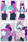  &lt;3 anthro black_body black_fur blue_body blue_fur bodily_fluids bottomwear breast_growth breasts canid canine clothed clothing colored comic crop_top crying dialogue duo embrace english_text female fox fur gender_transformation glowing green_eyes grey_body grey_fur growth hair hair_growth hand_holding happy hi_res hug lagomorph leporid magic male mammal medium_breasts mtf_transformation pink_body pink_fur purple_hair rabbit randomgirl1265 shirt shorts speech_bubble surprise surprised_expression tears tears_of_joy text topwear touching_noses trans_(lore) trans_woman_(lore) transformation white_body white_fur white_hair 