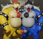  2023 3d_(artwork) accessory anthro balls blender_(software) body_hair bowser chest_hair cock_ring collar dark_bowser digital_media_(artwork) duo erection genitals goeybowser group hair horn jewelry koopa looking_at_viewer male male/male mammal mario_and_luigi_(series) mario_bros nintendo nipples nude penis penis_accessory penis_jewelry penis_on_penis scalie shell smile spikes video_games 