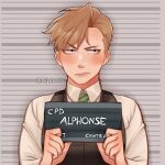  1boy aiphelix alphonse_elric barbie_mugshot_(meme) blonde_hair character_name english_text fullmetal_alchemist green_necktie height_mark highres holding holding_sign long_sleeves male_focus meme necktie prisoner short_hair sign upper_body yellow_eyes 