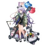  &gt;_&lt; 1girl aged_down alchemaniac animal_balloon animal_ear_headwear balloon binoculars black_dress black_footwear black_ribbon dress full_body girls&#039;_frontline green_jacket grin gun gun_on_back hairband hand_in_pocket highres jacket light_blush light_machine_gun long_hair long_sleeves looking_at_viewer mary_janes neck_ribbon o_o official_alternate_costume official_art purple_eyes purple_hair ribbed_socks ribbon rpk rpk-203_(girls&#039;_frontline) rpk-203_(little_volunteer)_(girls&#039;_frontline) shirt shoes simple_background smile socks solo standing sticker stuffed_animal stuffed_panda stuffed_toy teddy_bear toy_wagon transparent_background two-tone_hairband very_long_hair weapon weapon_on_back white_shirt white_socks 