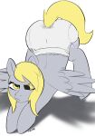 2022 2:3 3:4 angry anthro arched_back blonde_hair butt clothed clothing derpy_hooves_(mlp) diaper diaper_fetish diaper_only digital_media_(artwork) equid equine eyebrows eyelashes feathered_wings feathers female feral flat_colors friendship_is_magic grey_body grey_stripes hair hasbro hi_res hooves horse infantilism inventor_(artist) jack-o&#039;_pose light light_body light_skin long_hair long_tail looking_at_another looking_at_viewer looking_away looking_down looking_up mammal markings mouth_closed my_little_pony pale_body pale_skin pegas piercing pony pose raised_tail rear_view samyrai shadow signature simple_background solo solo_focus stripes tail topless wearing_diaper wings yellow_eyes yellow_tail 