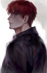  1boy absurdres black_jacket boony2789 facial_hair frown highres jacket looking_at_viewer male_focus oo24567 original red_hair short_hair solo stubble upper_body 