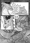  adult american_dragon:_jake_long anthro blush canid canine canis comic disney domestic_dog dragon english_text facesitting genitals jake_long male male/male mammal monochrome penis sitting_on_another tagme text url 