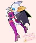  2022 absurd_res anthro bat boots breasts clothing female footwear fur gloves handwear hi_res high_heeled_boots high_heels hoezayburger mammal narrowed_eyes open_mouth rouge_the_bat sega signature simple_background solo sonic_the_hedgehog_(series) tan_body tan_skin white_body white_fur wings 