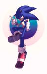  absurd_res anthro blue_body clothing eulipotyphlan footwear gesture gloves green_eyes hand_on_hip handwear hedgehog hi_res male mammal pointing sega shoes sitting smug solo sonic_the_hedgehog sonic_the_hedgehog_(series) speendlexmk2 
