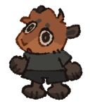  anthro brown_body brown_fur brown_hair capybara caviid chibi ears_up eyebrows fur green_eyes hair male mammal milo_(dandyman) poolbranch purple_background rodent short_hair simple_background solo 