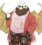  2023 absurd_res anthro beard bottomwear clothing disney facial_hair hi_res king&#039;s_dad_(the_owl_house) lentejota6 male mature_male mug overweight overweight_male pants shirt solo the_owl_house titan_(the_owl_house) topwear wings 