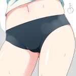  1girl black_buruma buruma close-up collagen commentary contrapposto feet_out_of_frame head_out_of_frame midriff navel original panties panty_peek shirt solo stomach sweat thighs underwear white_shirt 