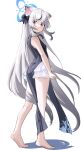  1girl barefoot blue_archive full_body highres kokona_(blue_archive) namaonpa simple_background solo standing toes white_background 
