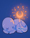  absurdres alternate_element artist_name blue_background charmander closed_eyes crescent glowing highres meyoco no_humans pokemon pokemon_(creature) simple_background solo sparkle tail 