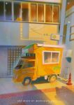  absurdres air_conditioner building clip_studio_paint_(medium) commentary_request creature food_truck gwagwagwa highres no_humans original outdoors photo-referenced pixiv_username road scenery shadow sign street traffic_cone watermark window 