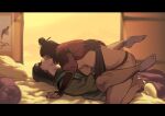  2girls avatar_legends breasts brown_hair closed_eyes dildo facepaint highres kyoshi_(avatar) letterboxed multiple_girls nipples open_mouth racqueer rangi_(avatar) sex sex_toy strap-on topknot yuri 
