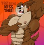  abs anthro biceps brown_body butt dasyurid dasyuromorph gesture looking_at_viewer looney_tunes male mammal marsupial muscular muscular_anthro muscular_male nipples nude pecs pointing pointing_at_self solo space_jam space_jam:_a_new_legacy tail tasmanian_devil tasmanian_devil_(looney_tunes) teeth thylacine thymilph vein veiny_muscles warner_brothers 