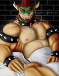  absurd_res anthro artis_migart89 bedroom bowser hi_res humanoid in male mario_bros muscular muscular_male nintendo reptile scalie solo turtle waiting 