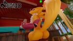  3d_(artwork) anthro bandai_namco big_butt butt canid canine digimon digimon_(species) digital_media_(artwork) female fox hi_res mammal raised_tail renalover3d renamon sitting tail 