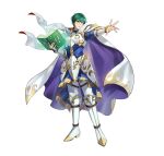  1boy armor attack blue_cape book cape ced_(ascendant)_(fire_emblem) ced_(fire_emblem) fire_emblem fire_emblem:_genealogy_of_the_holy_war fire_emblem:_thracia_776 fire_emblem_heroes full_body green_eyes holding holding_book official_art outstretched_arm outstretched_hand short_hair shoulder_armor solo v-shaped_eyebrows white_background white_cape 