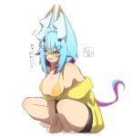  +++ 1girl :d absurdres animal_ear_fluff animal_ears bare_arms bare_shoulders barefoot bikini bikini_under_clothes black_shorts blue_hair breasts cleavage commentary_request full_body hair_between_eyes hair_ornament hairclip highres hood hood_down hooded_jacket idaten93 jacket large_breasts long_hair multicolored_hair off_shoulder orange_bikini orange_hair original purple_hair shadow short_shorts shorts simple_background smile solo streaked_hair swimsuit translation_request two-tone_hair very_long_hair white_background yellow_eyes yellow_jacket 