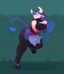  absurd_res animal_humanoid anthro black_clothing blue_body blue_fur blue_hair blue_udders blueberry_inflation bovid bovid_humanoid bovine bovine_humanoid breast_expansion breast_grab breasts butt butt_expansion cattle cattle_humanoid clothing cloven_hooves expansion female fur growth hair hand_on_breast hi_res hooves horn human humanoid krim_hue leggings legwear mammal mammal_humanoid mid_transformation simple_background snout snout_growth solo tail_growth teats transformation udders 