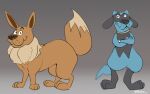  3_toes artist_name biped black_body black_ears black_eyes black_fur black_nose blue_body blue_fur boke_(artist) brown_body brown_ears brown_fur brown_inner_ear closed_smile crossed_arms dipstick_tail duo eevee feet floppy_ears fur generation_1_pokemon generation_4_pokemon gradient_background hanna-barbera humor looking_at_viewer male markings mouth_closed multicolored_body multicolored_fur neck_tuft nintendo pokemon pokemon_(species) quadruped riolu scooby-doo scooby-doo_(series) signature simple_background smile tail tail_markings tan_body tan_fur toes tuft two_tone_body two_tone_fur two_tone_tail 