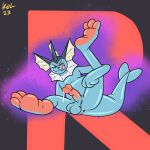  bodily_fluids corrupt corrupted cum eeveelution feet footfetish generation_1_pokemon genital_fluids hi_res hindpaw male male/male nintendo nude paws pokemon pokemon_(species) precum presenting vaporeon 