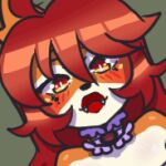  amber_eyes animated anthro blush blush_lines bouncing_breasts breasts canid canine clothed clothing female fox fox_spirit fur hair highlights_(coloring) katya_zhang lipstick low_res makeup mammal markings medusalewdles mole_(marking) orange_body orange_fur red_hair red_lipstick shaded simple_background simple_shading smile smug_grin solo thumbnail white_body white_fur 